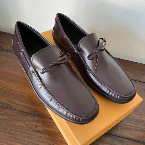 Tod's Italy Maroon Red Leather Driver Loafer shoe, XXM15C0CN50LYGR807, sz 9.5